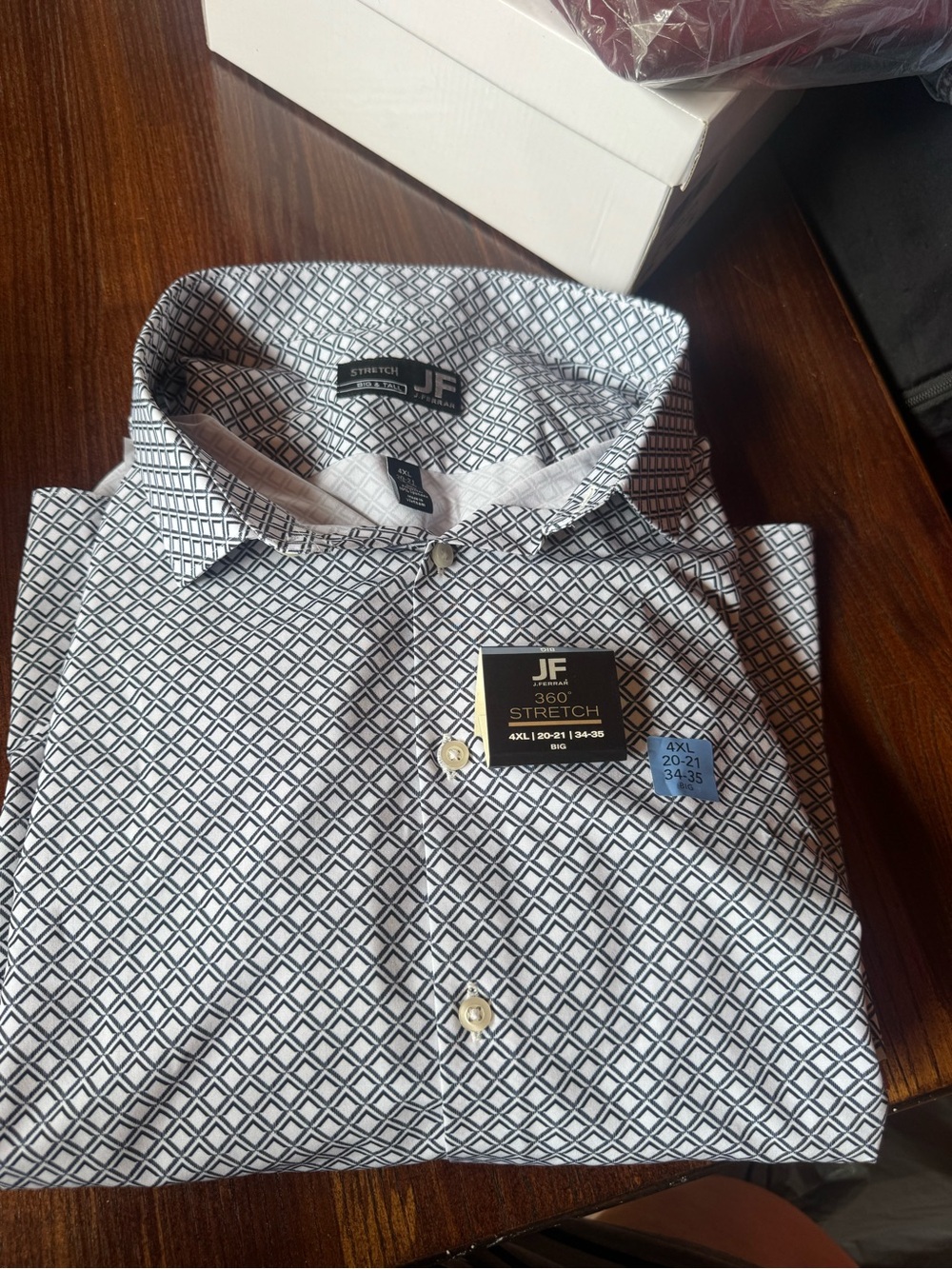 NEW JF j.ferrar Big Men’s Dress Shirt black white 20-21 360 stretch button up